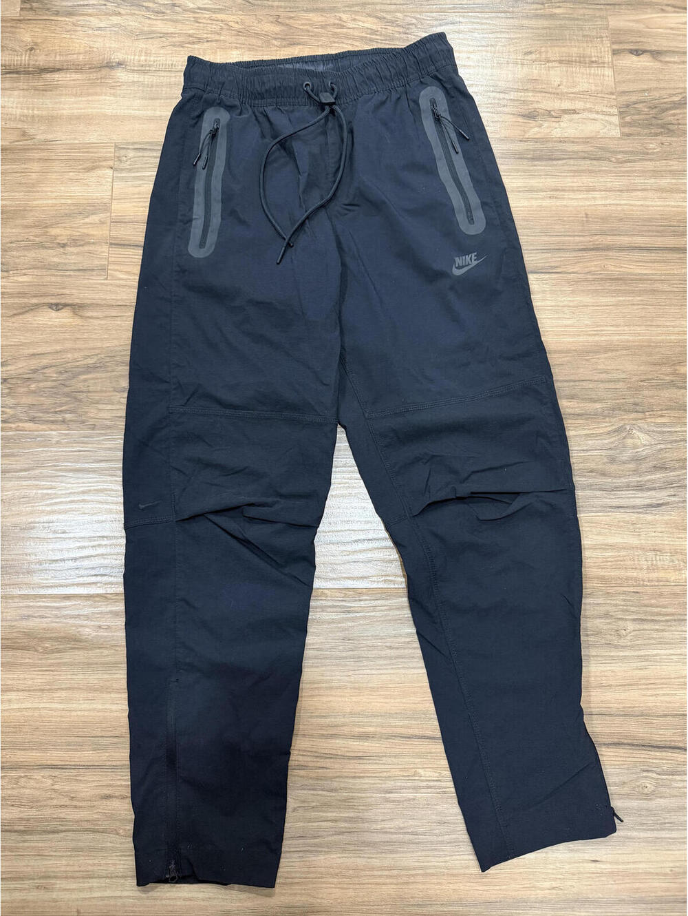 Nike Woven Track Pants Mens Small Black Zip Pocket Ankle Zip Running Training